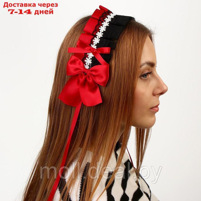Карнавальная повязка "Лолита" цвет красный с чёрным кружевом - фото 2 - id-p220737582
