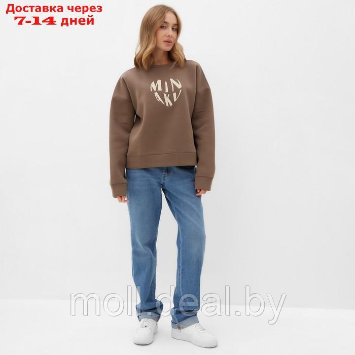 Свитшот женский MINAKU: Velvet Collection цвет коричневый, размер 44 - фото 2 - id-p220743488