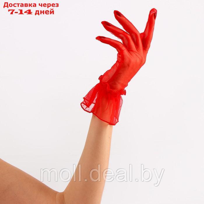 Карнавальнеый аксессуар- перчатки прозрачные с юбочкой, цвет красный - фото 2 - id-p220737589