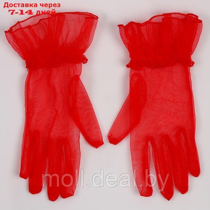 Карнавальнеый аксессуар- перчатки прозрачные с юбочкой, цвет красный - фото 3 - id-p220737589