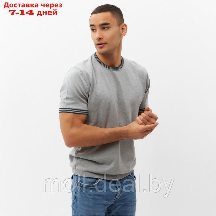 Джемпер мужской короткий рукав MINAKU: Knitwear collection цвет серый меланж, р-р 44 - фото 1 - id-p220738636