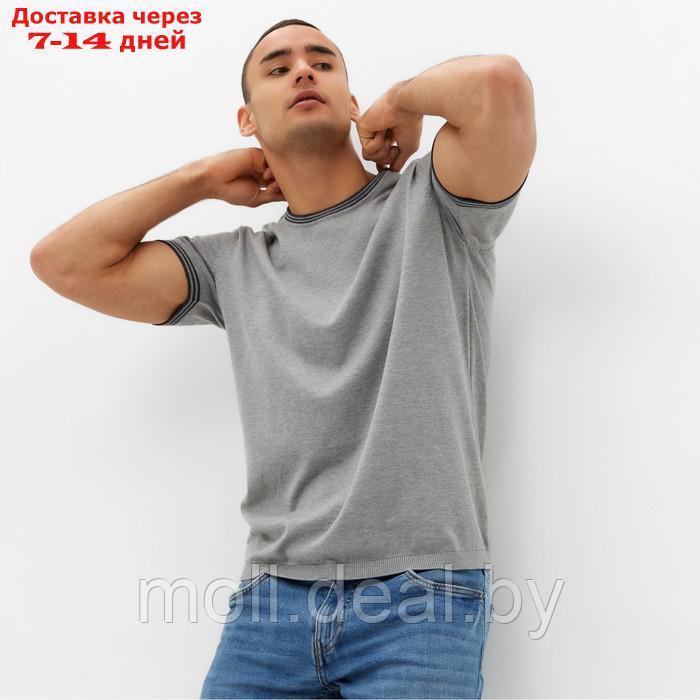 Джемпер мужской короткий рукав MINAKU: Knitwear collection цвет серый меланж, р-р 44 - фото 4 - id-p220738636