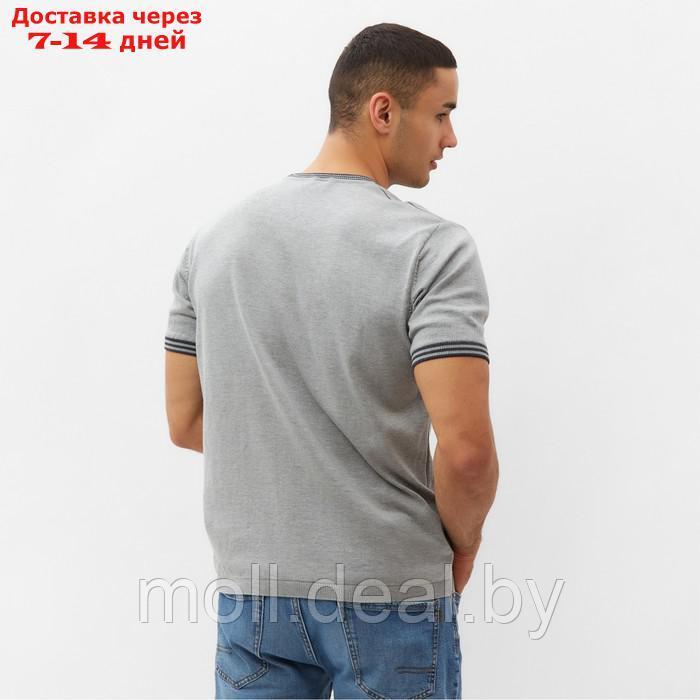 Джемпер мужской короткий рукав MINAKU: Knitwear collection цвет серый меланж, р-р 44 - фото 6 - id-p220738636