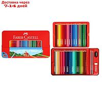 Карандаши 60 цвета Faber-Castell "Замок", шестигранный корпус, 2 чернографитных карандаша , с ластиком и