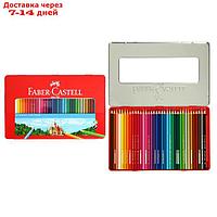 Карандаши 36 цвета Faber-Castell "Замок", шестигранный корпус, заточенные, в металлическом пенале