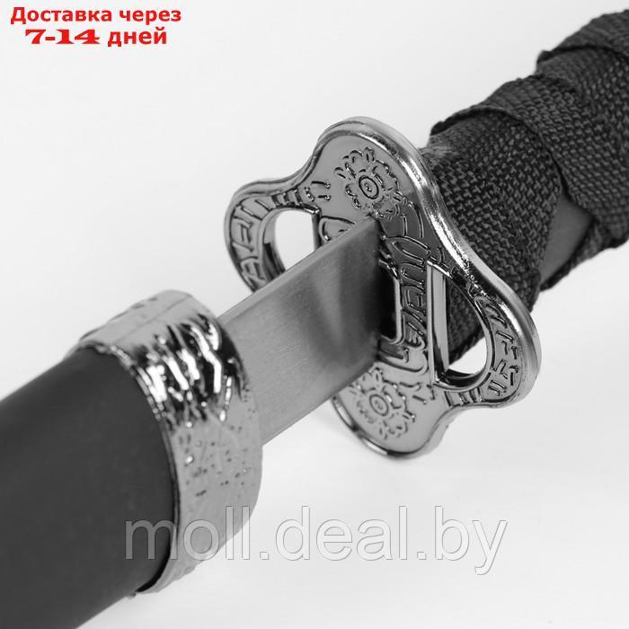 Сувенирное оружие "Катана на подставке", чёрные ножны ,матовая, гладкая 70см, клинок 31см - фото 5 - id-p220739677