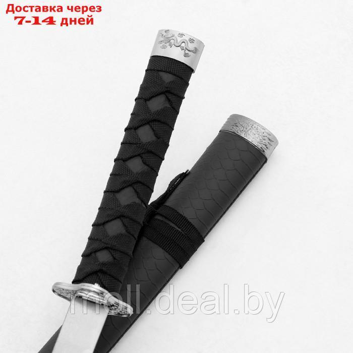 Сувенирное оружие "Катана", без подставки, чёрные ножны под змеиную кожу, матовая 70 см - фото 4 - id-p220739684