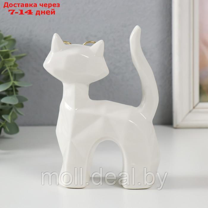 Сувенир керамика "Белый кот в очках, хвост трубой" грани 10,8х4,6х14,7 см - фото 3 - id-p220739704