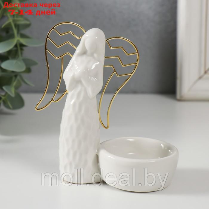 Подсвечник керамика, металл на 1 свечу "Ангел. Молитва" белый 10х5,4х10,7 см - фото 1 - id-p220739718