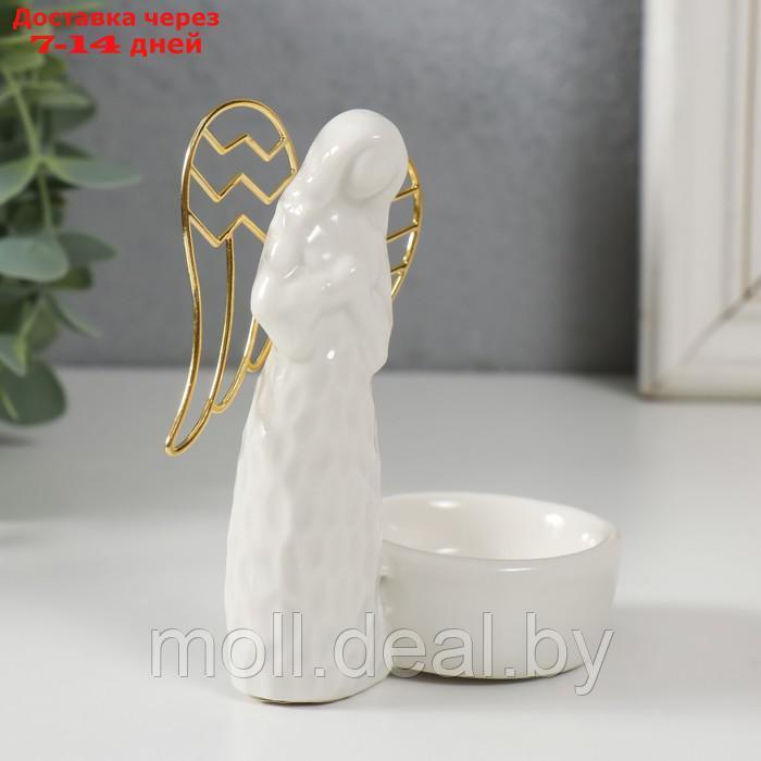 Подсвечник керамика, металл на 1 свечу "Ангел. Молитва" белый 10х5,4х10,7 см - фото 2 - id-p220739718