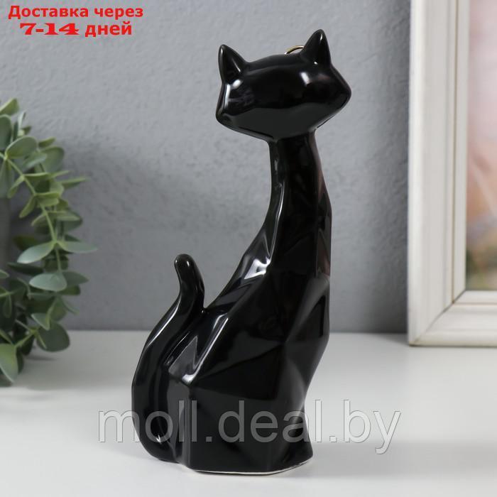 Сувенир керамика "Чёрный кот в очках, сидит" грани 19,5х5,5х8,5 см - фото 3 - id-p220739720