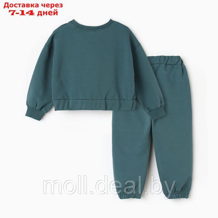 Комплект для девочки (толстовка, трико), цвет тёмно-зеленый, рост 98 см - фото 8 - id-p220741719