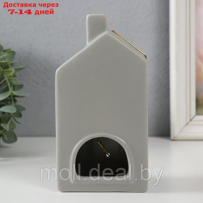 Подсвечник керамика, металл на 1 свечу "Дом" серый с золотом 9х6,3х16,7 см - фото 3 - id-p220739763