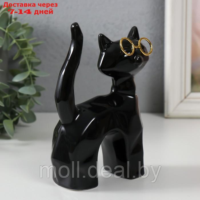 Сувенир керамика "Чёрный кот в очках, хвост трубой" грани 10,8х4,6х14,7 см - фото 2 - id-p220739765