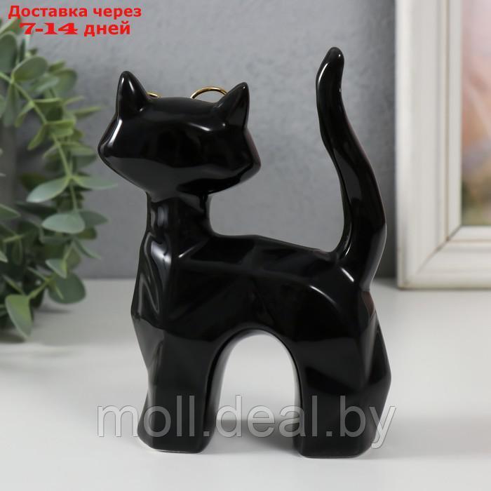 Сувенир керамика "Чёрный кот в очках, хвост трубой" грани 10,8х4,6х14,7 см - фото 3 - id-p220739765