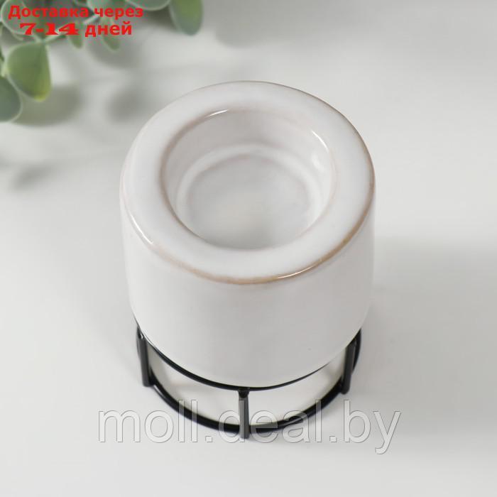 Подсвечник керамика, металл на 1 свечу "Пенёк" белый с чёрным 7,7х7,7х8,9 см - фото 3 - id-p220739767