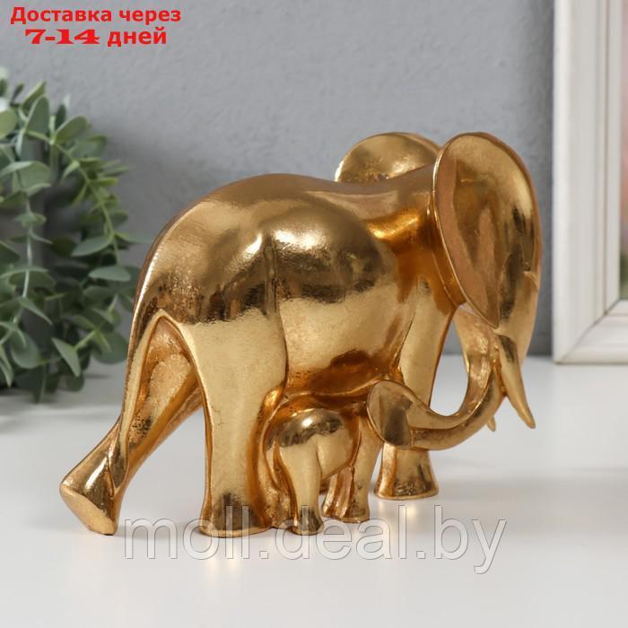 Сувенир полистоун "Слониха со слонёнком - нежность" золото 21х8х14,5 см - фото 2 - id-p220739789
