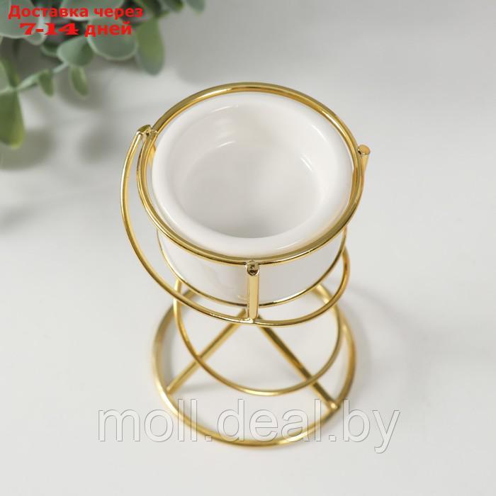 Подсвечник керамика, металл на 1 свечу "Спираль" белый с золотом 6,8х6,7х11,3 см - фото 4 - id-p220739810
