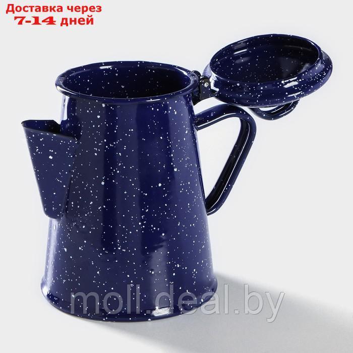 Кофейник эмалированный "Синий мрамор", 1,2 л, 18×13,5×21 см, индукция - фото 3 - id-p220738943