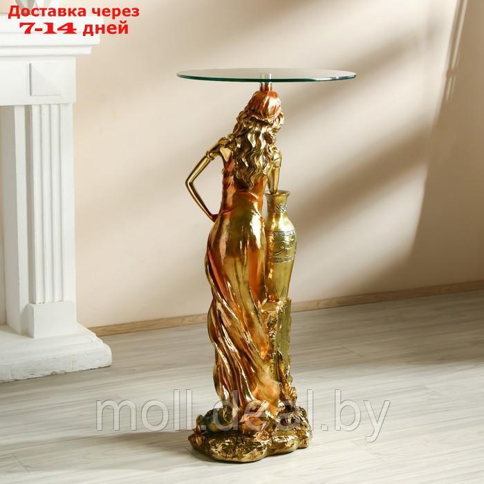 Стол декоративный "Девушка у вазы" золото 45х45х98 см - фото 4 - id-p220739978