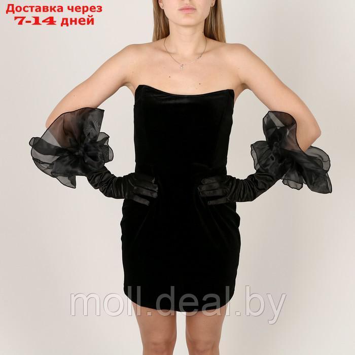 Карнавальный аксессуар- перчатки с воланом, цвет черный - фото 1 - id-p220740112