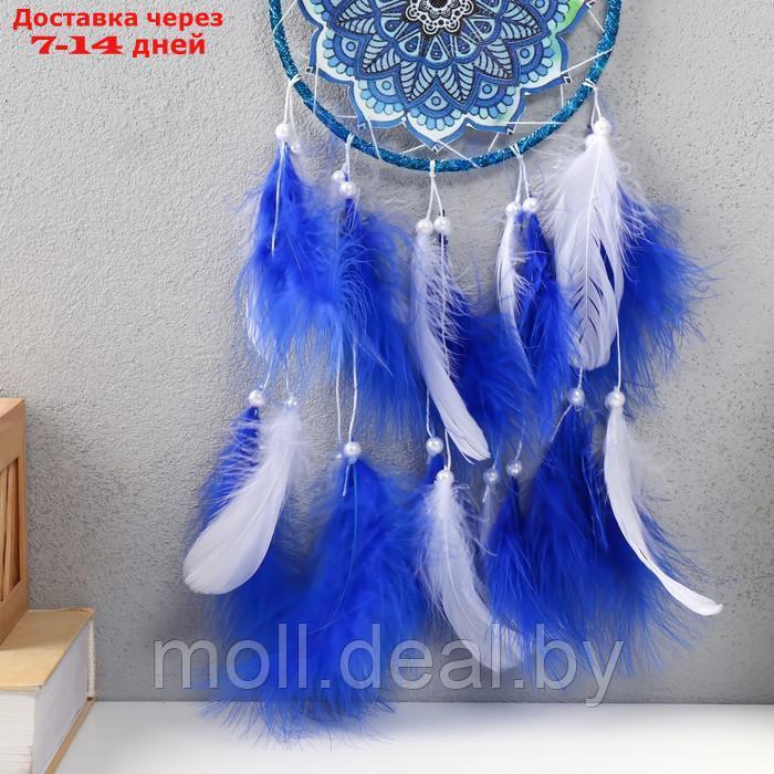 Ловец снов "Мандала с синими перьями" 60х15х0,7 см - фото 3 - id-p220739148