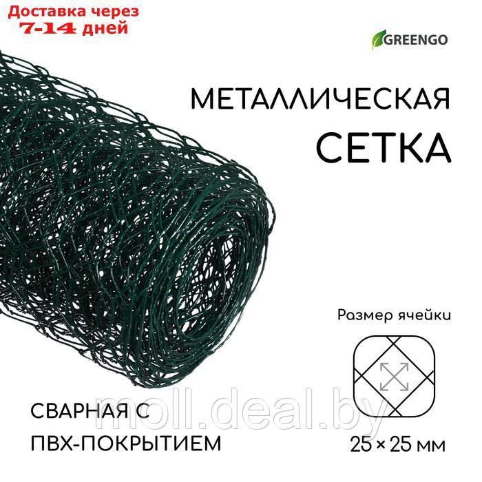 Сетка сварная с ПВХ покрытием, 5 × 1 м, ячейка 25 × 25 мм, d = 0,9 мм, металл, Greengo