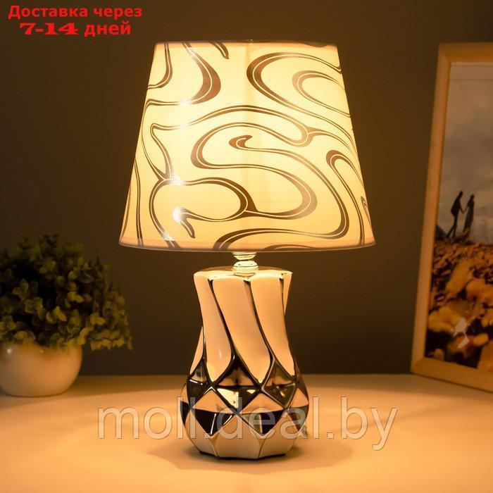 Настольная лампа "Эльга" Е14 40Вт бело-серебристый 20х20х34см - фото 2 - id-p220741119