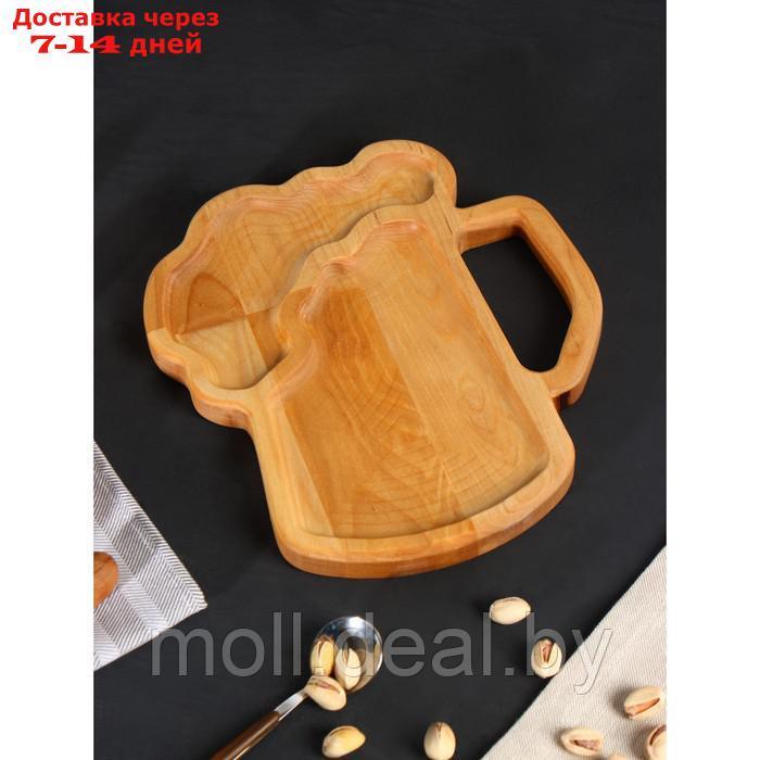 Подарочный набор деревянной посуды Adelica, блюдо для подачи к пиву, открывашка для бутылок, 25×22×1,8 см, - фото 2 - id-p220741127