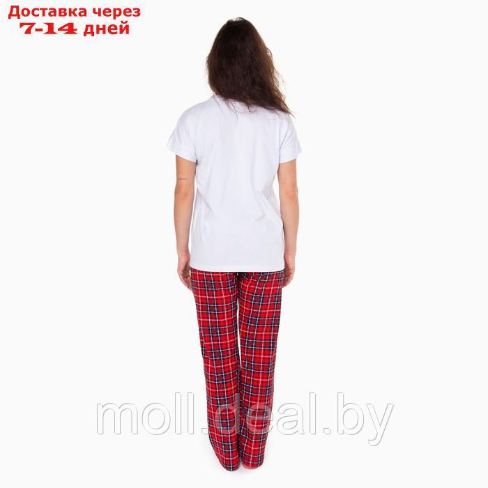 Комплект домашний женский "GOOD MORNING" (футболка/брюки), цвет белый/красный, размер 48 - фото 8 - id-p220741168