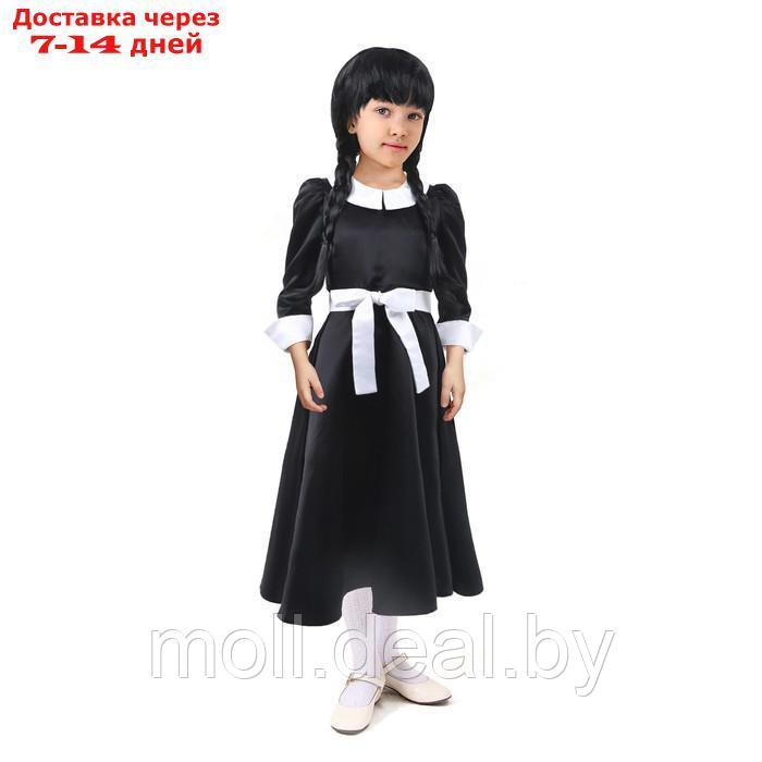 Карнавальное черное платье с белым воротником,атлас,п/э,р-р34,р134 - фото 1 - id-p220741189