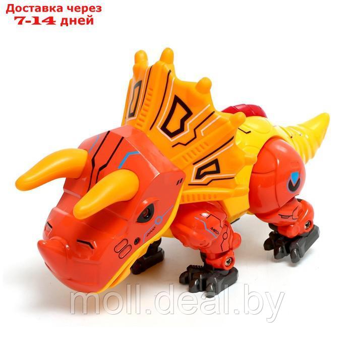 Робот "Динобот", реагирует на прикосновение, световые и звуковые эффекты, металлический, цвет оранжевый - фото 2 - id-p220743173