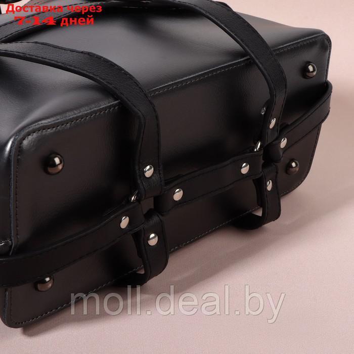 Портупея для сумки кожзам 43*35*15см чёрный/серебряный АУ - фото 5 - id-p220739314