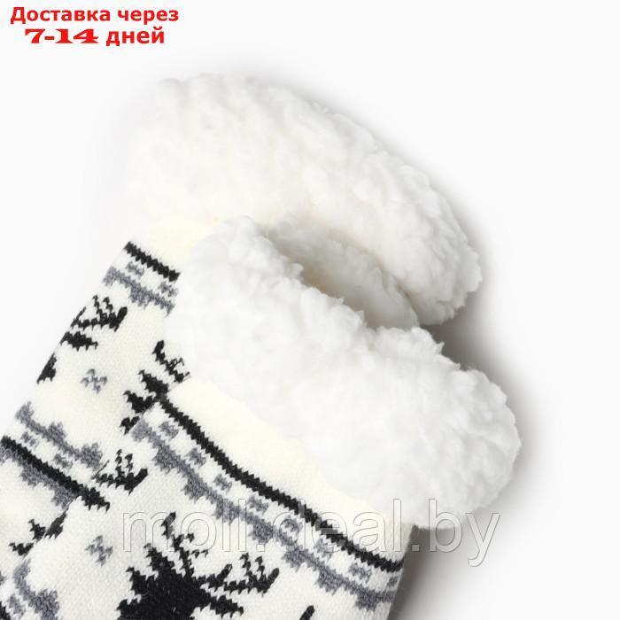 Носки женские с мехом внутри "Снежинки с оленем", цвет белый, размер 36-40 - фото 2 - id-p220739346
