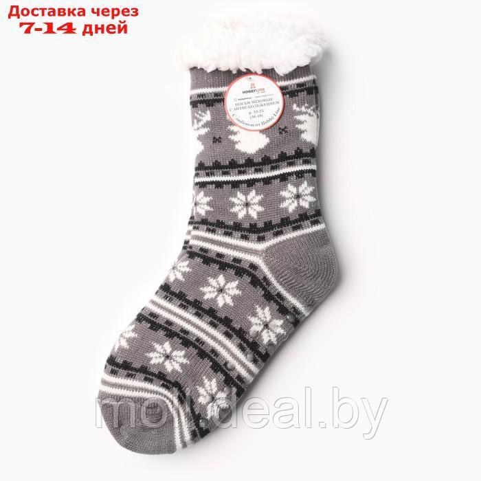 Носки женские с мехом "Снежинки с оленем", цвет серый, размер 36-40 - фото 4 - id-p220739348