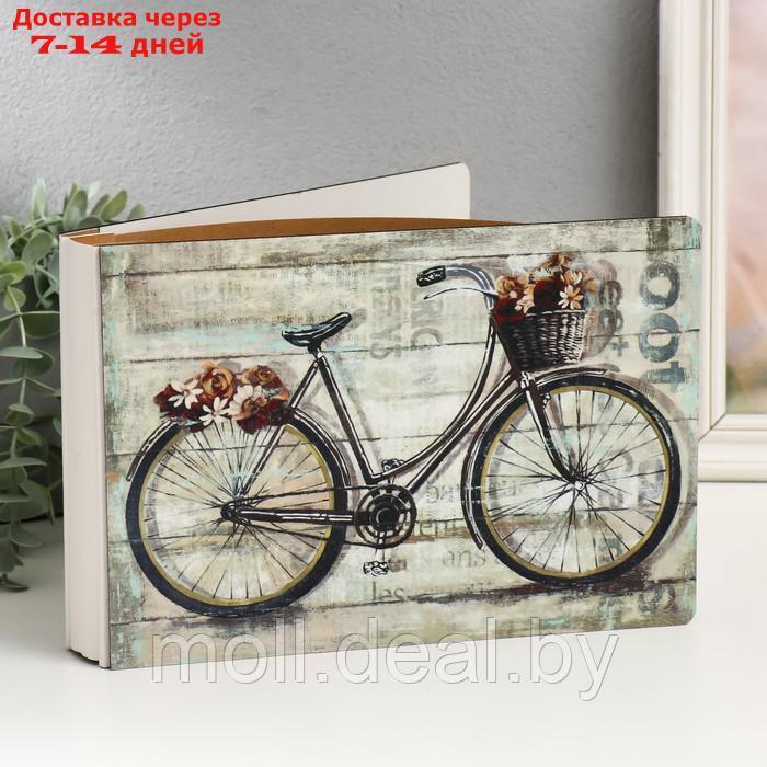 Фотоальбом на 100 фото 10х15 см "Велосипед с цветами в корзине" дерево, блеск 4х17,4х25 см - фото 1 - id-p220738370
