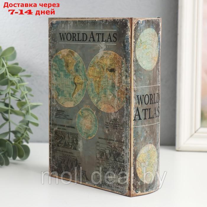 Шкатулка-книга дерево, кожзам "Атлас мира" 4,5х13х18 см - фото 4 - id-p220743283