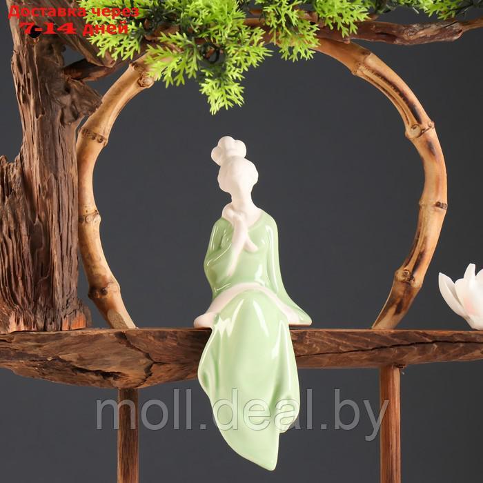 Сувенир дерево, фарфор "Девушка в зелёном" с подставкой для благовонии 35х35х9,5 см - фото 6 - id-p220743333