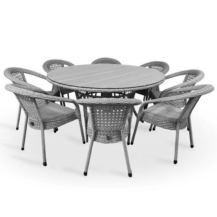 Комплект мебели Deco 8 с круглым столом D160 серый - фото 1 - id-p220759399