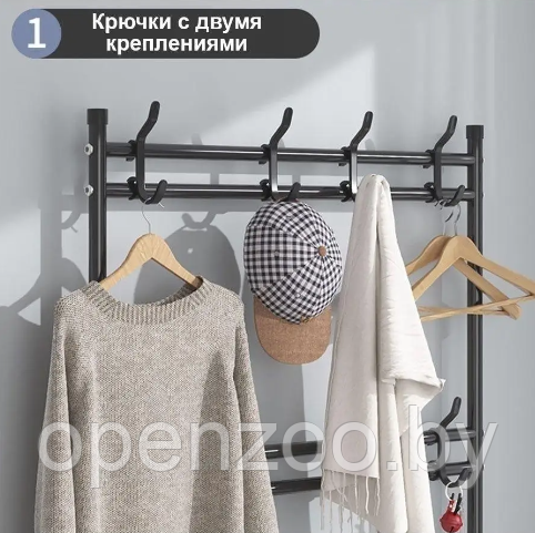 Напольная вешалка для обуви и одежды с полками и крючками Simple Lifestyle 170х80х26см. / Стойка для вещей / - фото 4 - id-p207593430