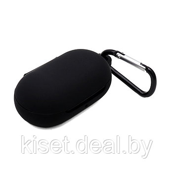 Силиконовый чехол KST Pods для наушников Samsung Buds / Buds Plus черный с карабином