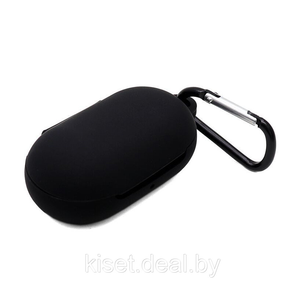 Силиконовый чехол KST Pods для наушников Samsung Buds / Buds Plus черный с карабином - фото 1 - id-p220757508