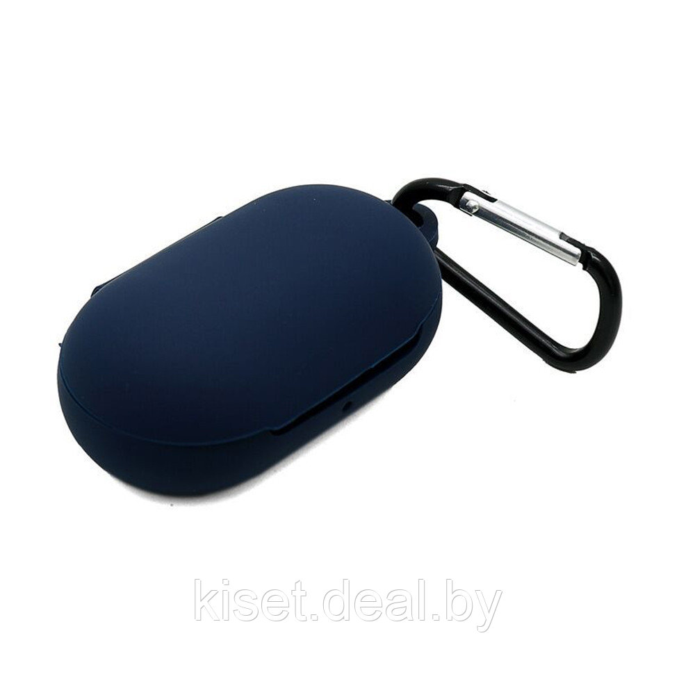 Силиконовый чехол KST Pods для наушников Samsung Buds / Buds Plus синий с карабином - фото 1 - id-p220757509