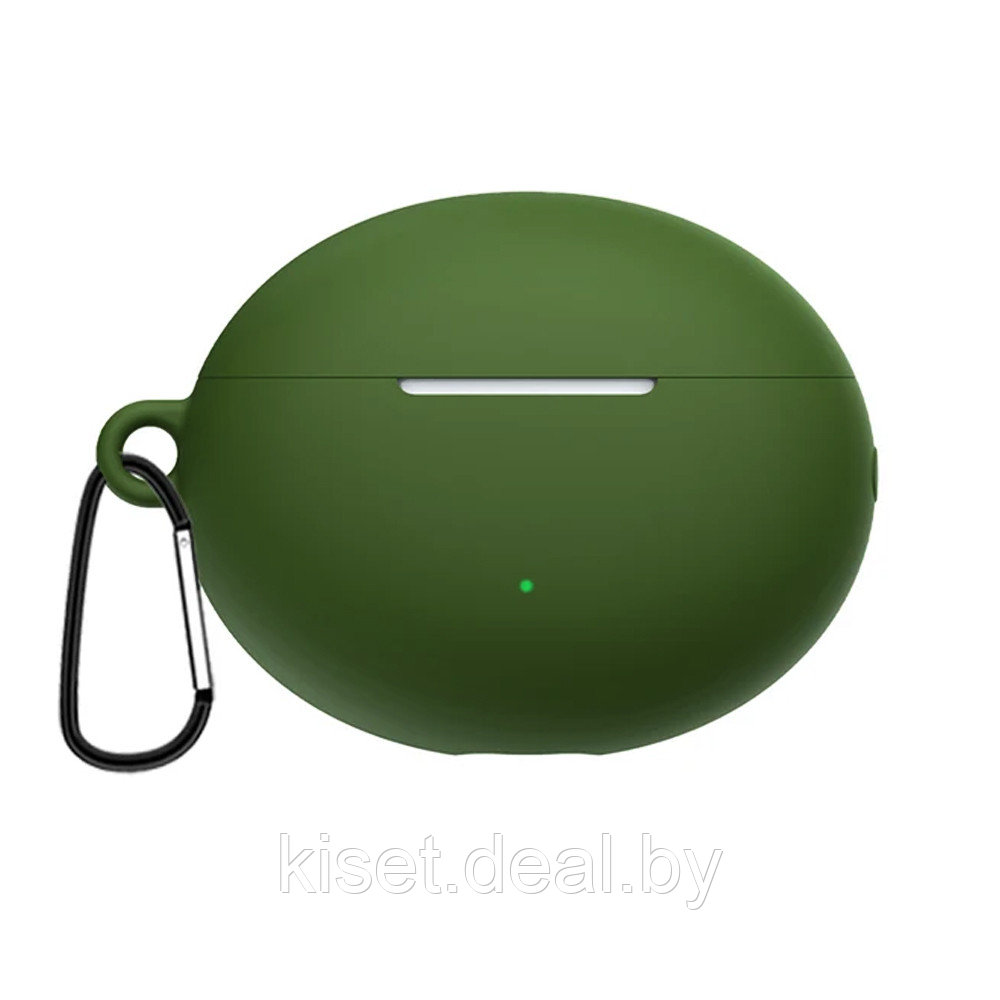 Силиконовый чехол KST Pods для наушников Huawei FreeBuds 4i зеленый с карабином - фото 1 - id-p220757511