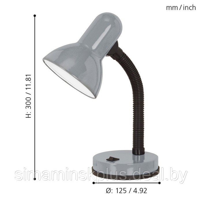 Настольная лампа BASIC 1, 1x60Вт E27, цвет серебро, черный - фото 2 - id-p220760728