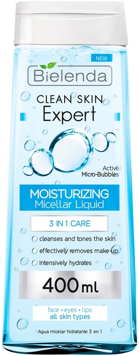 Изотоническая мицеллярная вода Bielenda Clean Skin Expert увлажняющая, 400 мл - фото 1 - id-p220760519