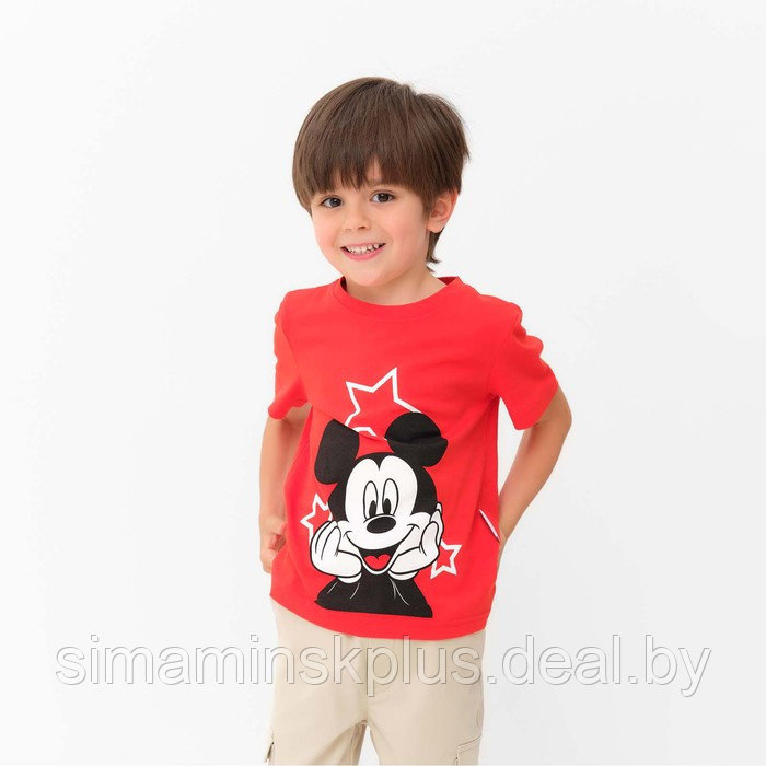 Футболка детская Disney "Микки Маус", рост 110-116 (32), красный - фото 1 - id-p220760771