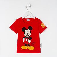 Футболка детская Mickey Микки Мауc, рост 98-104, красный