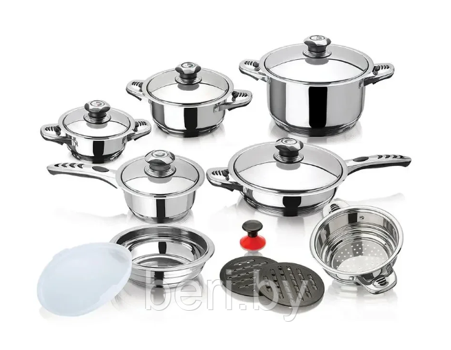 Набор посуды из нержавеющей стали Royal, 17 предметов RL-555 - фото 2 - id-p220762119