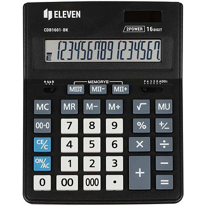 Калькулятор настольный Eleven "CDB1601-BK", 16-разрядный, черный - фото 2 - id-p96371764